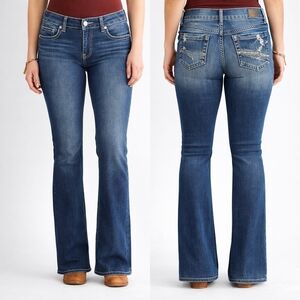 BKE Payton Bootcut Jeans Womens 31 Mid Rise Buckle Denim Distressed